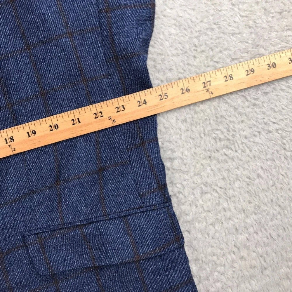 Psycho Bunny Worsted Wool Windowpane Sport Coat Mens 54L Navy Blazer